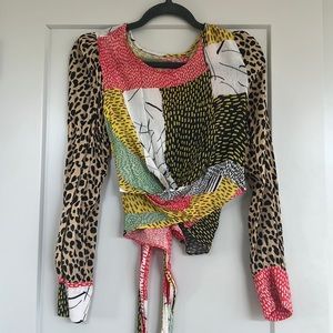 Anthropologie Bl-nk London leopard print tie front blouse
